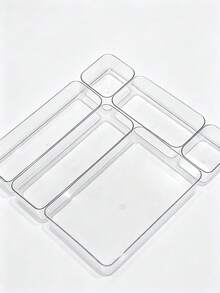 18/11/8/7/6/1pc Transparent Acrylic Cosmetic Storage Box With Drawers, Shelves And Compartments, Suitable For Desktop Stationery Storage, Home Desktop And Drawer Storage Box, Back To School Essential - A - View 1