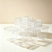 50/24/12/10pcs 5oz Square Dessert Containers With Lids, Suitable For Home Kitchen, Outdoor, Wedding, Birthday, New Year Party And Other Occasions - Transparent - View 4