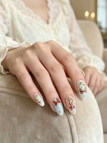 1 Sheet Christmas Nail Stickers, Gold Foil Bow & Snowflake Design, Self-Adhesive Nail Art Decorations For Winter - Multicolor - View 4