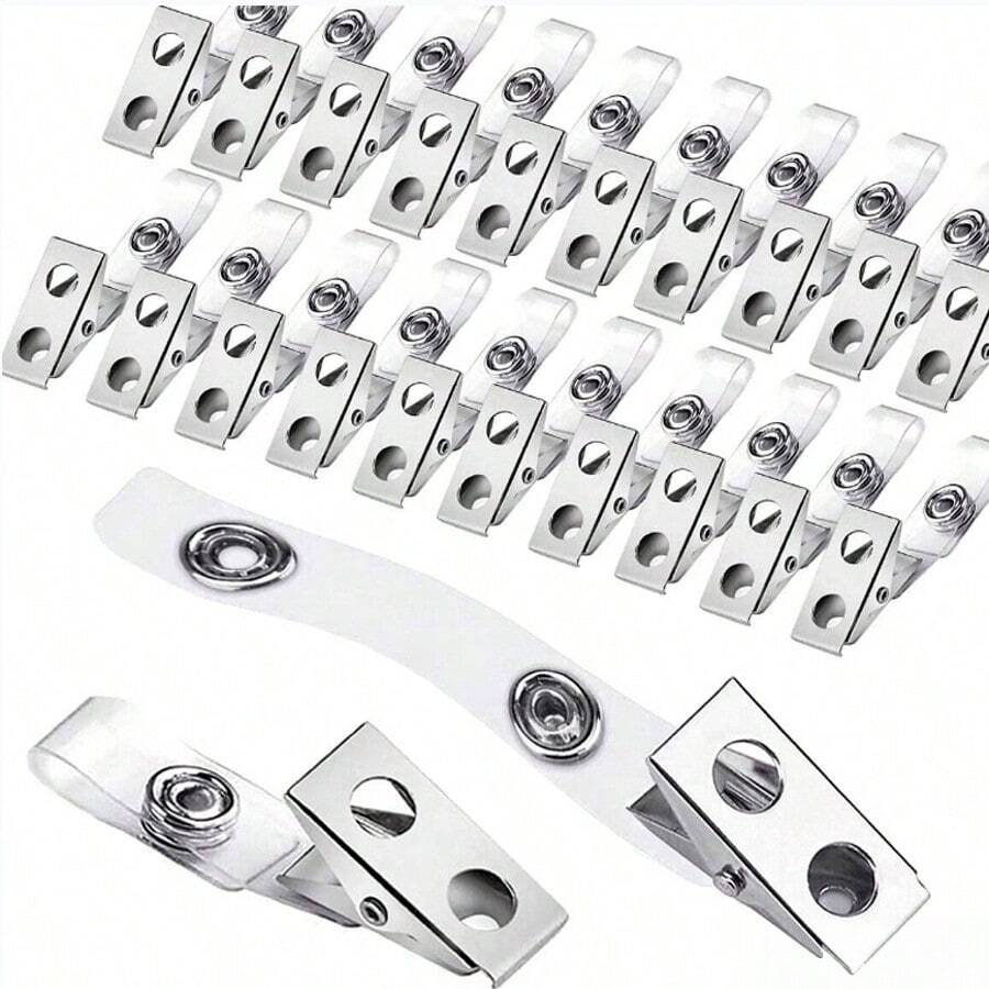 20pcs/30pcs Klip Lencana Logam dengan Tali PVC Transparan, Cocok untuk Kartu Identitas dan Pemegang Lencana, Lencana ID Sekolah (20pcs/30pcs) - Beraneka warna - View 1