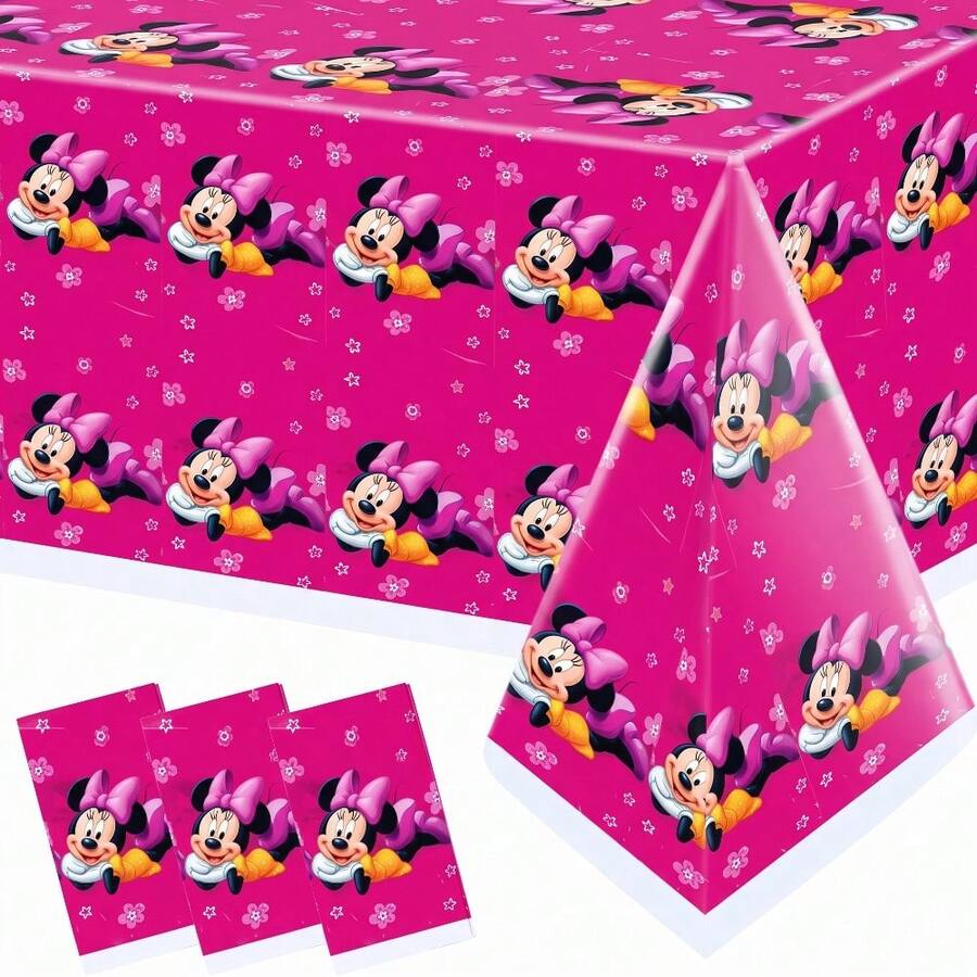 3pcs/Random 1pc Cartoon Anime Character Theme Tablecloth, Christmas Decoration Set, Tablecloth, Party Birthday Celebration, Yard Use, Room Decor, Perfect For Birthday Parties And Holiday Gatherings. Best Party Gift For Friends And Couples - Multicolor - View 1