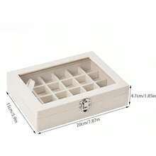 1 Classic Simple Gray Dustproof Jewelry Accessory Storage Box, Packaging Box, Ring Earring Necklace Bracelet Storage Box, Women's Travel Essential Gift, Back-To-School Season Gift - Grey - View 6