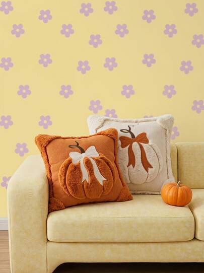 Joivida 1pc/2pcs Halloween Pumpkin Embroidered Pillow Case, Home Living Room Bedroom Sofa Decorative Cushion Cover