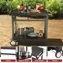 Roller Computer Table - Black Flat Top and Black Frame - View 5