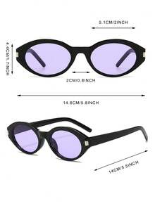 1 Pair Men's Personalized Rivet Oval Driving Fishing Fashion Glasses - Glossy Black Purple - View 4