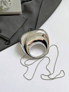 New Acrylic Mini Bag Fashionable Clutch Bag Personalized Crescent Moon Evening Bag With Crossbody Chain - Silver - View 8