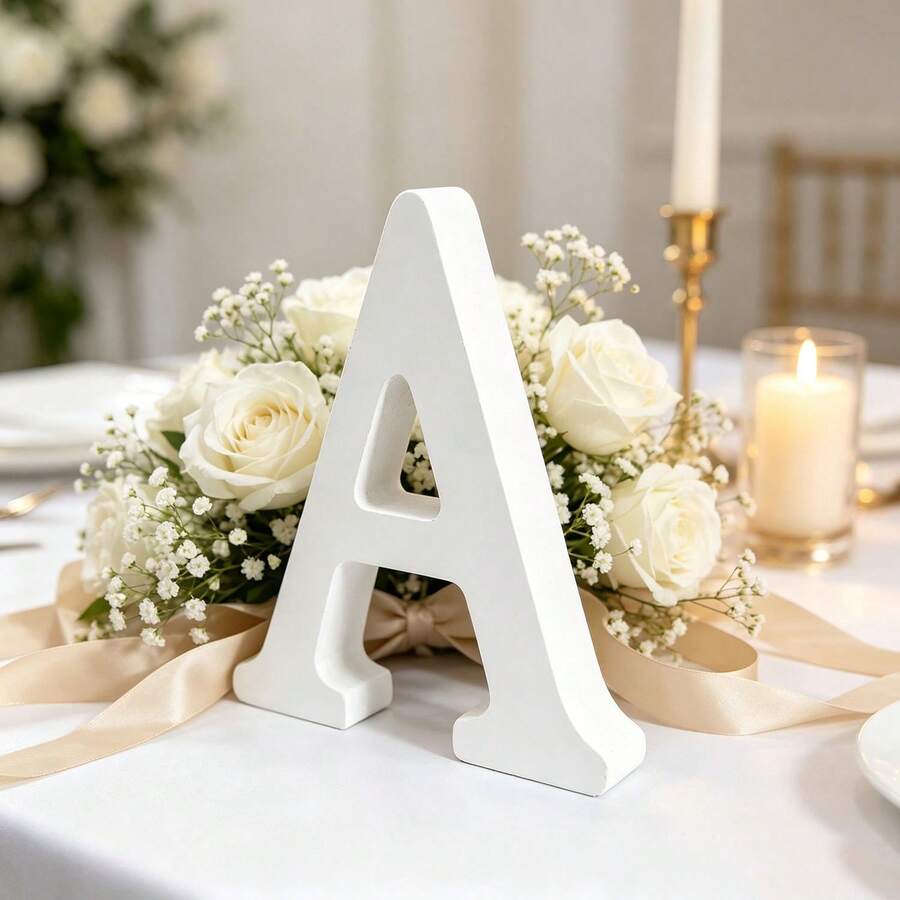 1pc Wooden Ornament, Letter Design Home Decor Craft Wall Decor Wooden Letters, Free Combination, Decorative Standing Letter Slice Sign Board Decor, For Crafts Home Party, Birthday Party, Wedding, Other Party Project Scene Decor - Multiple Styles - View 1