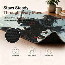 1pc Dark Fantasy Dragon Gaming Mouse Pad, Black Gray Red Abstract Warrior Artwork, Large Extended Desk Mat For Keyboard And Mouse, Non-Slip Computer Desk Pad For Gaming Room And Office Setup - View 7