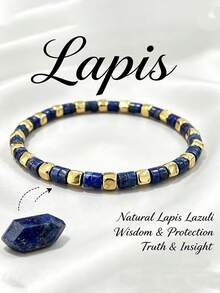 Gelang Lapis Lazuli Alami, Menarik Kekayaan dan Keberuntungan, Cocok untuk Pemakaian Sehari-hari dan Gelang Karir - Biru - View 5