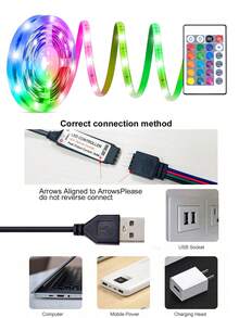 Christmas Decoration 24-Key Remote Control RGB 3535 Color Changing LED Light Strip, USB Powered Halloween Decoration Bedroom Living Room Decoration TV Backlight Strip Suitable For Holidays, Parties, Rooms, Kitchens, TVs, Home Decor And Other Occasions. - Multicolor - View 7