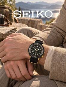 Men's SEIKO Prospex Solar Watch, Black Nylon NATO Strap, Matte Black Case, Countdown Bezel 200M Water Resistant Outdoor Field Solar Powered Wristwatch - Black - View 3