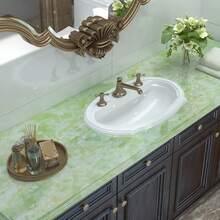Green Glossy Kitchen Sticker, Heat-Resistant Self-Adhesive Tile Countertop Stove Marble Wallpaper Cabinet Renovation Film - Azure Dragon Stone - View 7