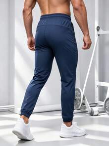 1pc Men's Sports Jogger Pants, Casual Outdoor Drawstring Waist Trousers, Suitable For Spring And Summer Fall - Blue - View 3