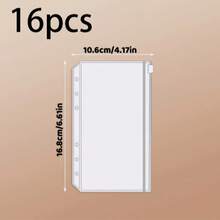 8/16pcs A6 Zipper Transparent Envelopes, Loose-Leaf Binder Pockets, 6-Hole Budget Cash Envelopes Storage Bags, Transparent Zipper Folders Loose-Leaf Bags, For 6-Ring Budget Binders, Waterproof PVC Document Bags Archiving Bags, Reusable Gift Bags, Storage Bags, Document Bags, Receipt Books, Suitable For Home And Office Use, Organization - Sets - View 10