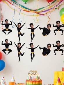 5/10/15pcs Banner Foto Kustom Pria Menari Lucu, Ornamen Gantung Unik yang Dipersonalisasi untuk Dekorasi Pesta Lajang, Pesta Hen, dan Ulang Tahun - MultiWarna - View 2