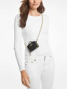 Michael Kors Estelle Women's Micro-Textured Crossbody Bag, Fashion Chain Strap Shoulder Bag, Shopping Party Coin Purse - Black - View 3