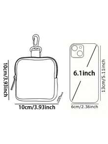 1pc Motorcycle Axe Print Grey Mini Coin Purse, Zipper Closure Small Pouch With Swivel Hook For Earphones Coins Keys Small Items, Can Hang On Backpack - Grey - View 6