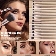 18pcs And 1pc Gift Makeup Brushes Set, Soft Dense Cosmetic Brushes For Foundation Powder Blush Eyeshadow Concealer Contour Highlight, Complete Face & Eye Makeup Brush Kit, Handles For Makeup Beginners And Daily & Party Makeup Application - Multicolor - View 4