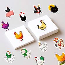 56Pcs Funny Cartoon Chicken Doodle Stickers, Cute Rooster & Hen Decals For Journal And Stationery DIY Decor - 56PCS - View 6