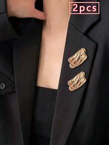 2pcs Triple Ring Twisted Metal Brooch, Luxury Glossy 3D Pin, Multi-Purpose Decorative Buckle For Shirts, Sweaters, Blazers, Dresses, Hats, Women's Accessories For Commute, Date, Gift - View 7