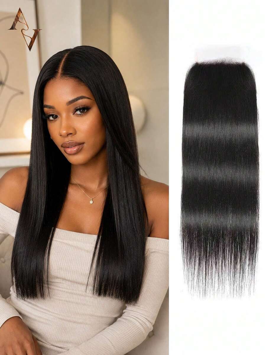 ARABELLA 6x5 Transparent Lace Frontal Hair Piece 8-20 Inch Straight Hair Free Parting 100% Human Hair Extensions Pre-Plucked Hairline Natural Hairline Natural Color Bleached Knots Soft And Smooth - SNatural - View 1