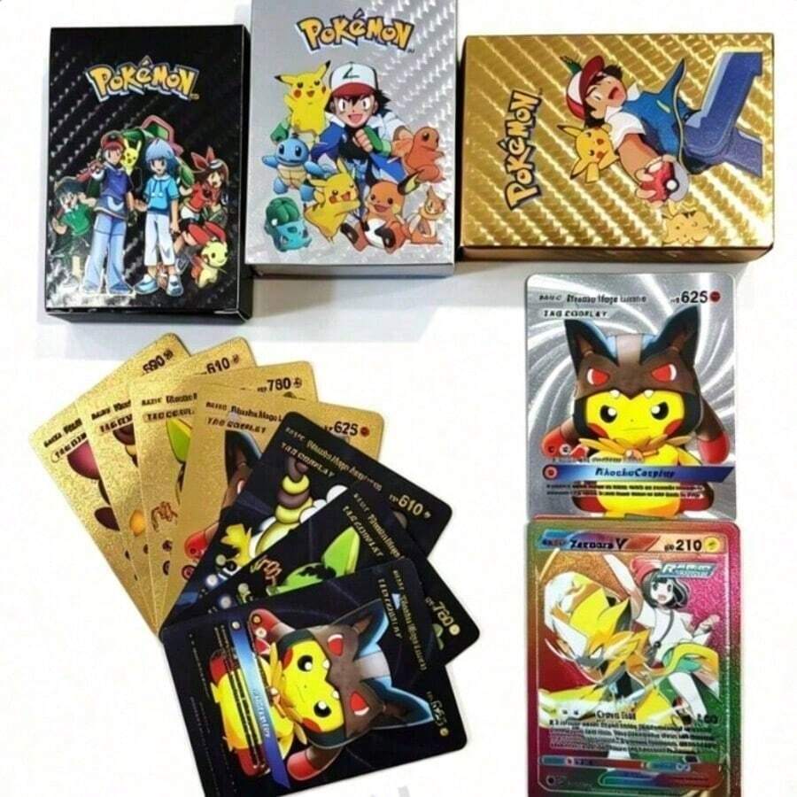 Funko 55pcs Pokémon Trading Cards Rare VMAX, GX, EX, Collectible Shiny Cards Universal Language Pokémon Anime Peripheral Cards Tabletop Game PVC Game Cards - Multi-color - View 1