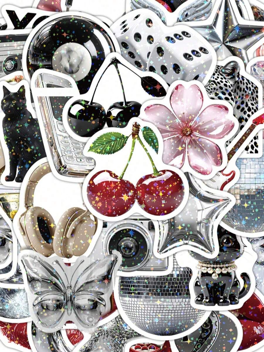 50pcs Holographic Y2K Style Back To School Fashion Aesthetic Stickers ...