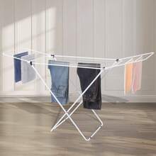 Tendedero de Ropa Plegable con Alas, Color Blanco, para Interior y Exterior, Gran Capacidad - Blanco - Ver 9