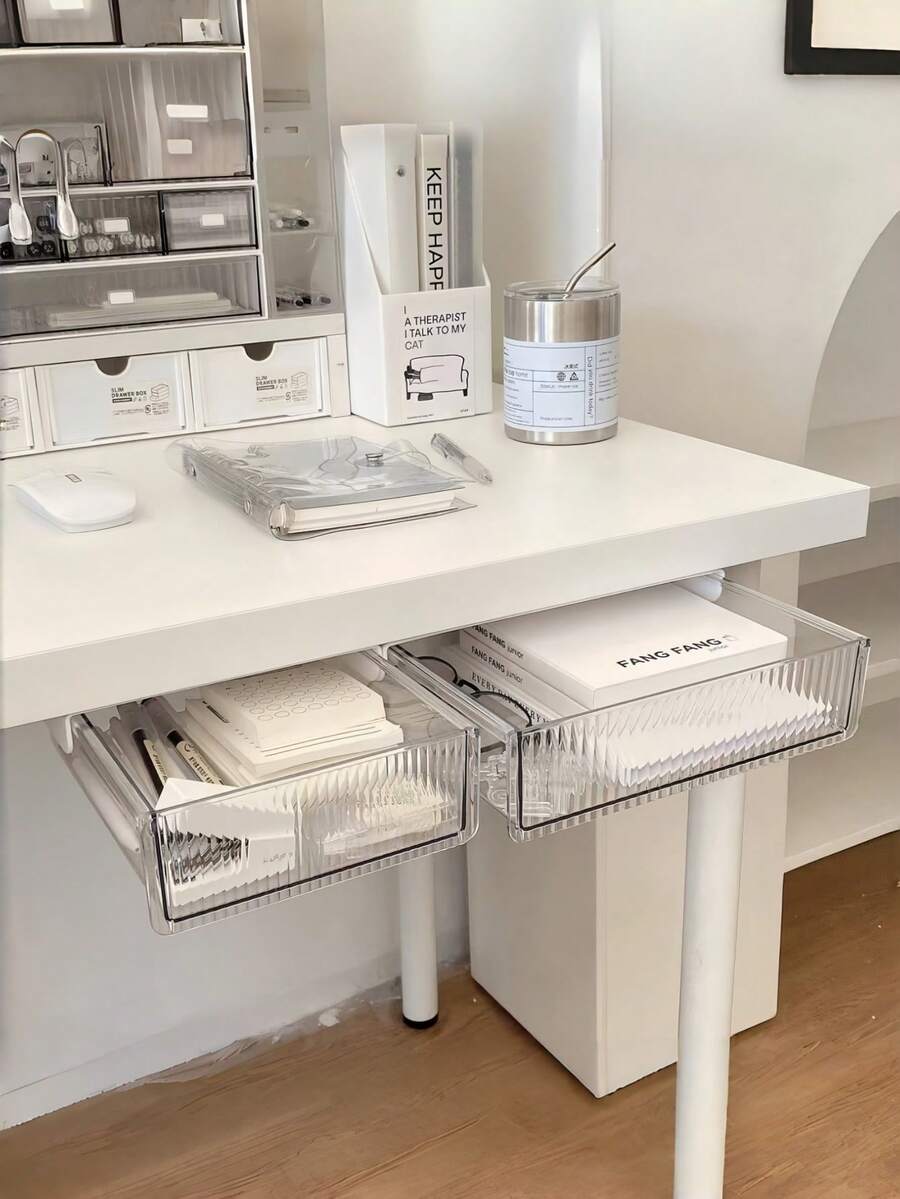 Under Desk Drawer, No Drilling Required, Hidden Storage Box, Suitable For Office Desk And Student Desk, Can Hang Stationery And Miscellaneous Items - Multicolor - View 1