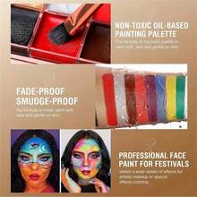 Professional 12-Color Oil-Based Face & Body Paint - Vibrant Colors, Long-Lasting, Easy To Apply, Perfect For Festivals, Parties And Events - 12 Colors Of Oil Paint - View 4