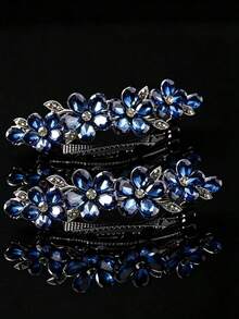 1/2pcs Exquisite Rhinestone Hair Clips, Women's Bridal Hair Accessories, Sparkling Crystal Hair Clips, Wedding, Bride, Long Hair Women's Bridal Hair Accessories - Multicolor - View 6