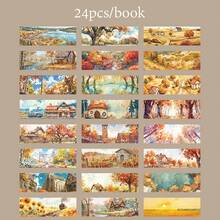 24pcs, Four Seasons Landscape Theme Sticker Book, Vibrant Colors And Exquisite Illustrations, Multi-Functional Scrapbook Stickers For Decoration, Art Journal, Card Making, Handmade DIY Stickers, Holiday Gift - Sticker - View 11