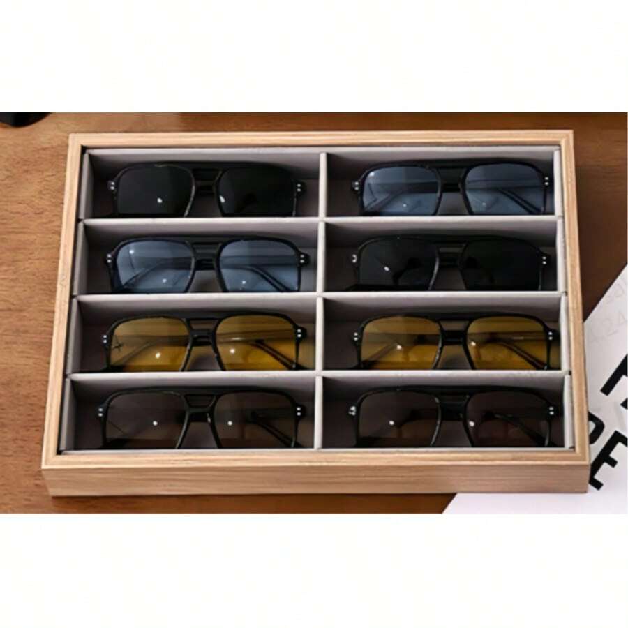 Walnut Wood Eyeglasses Storage Box 8-Slot Eyeglasses Organizer Tray Premium Eyeglasses Storage Box With Lid Fashion Eyeglasses Organizer Tray - Glasses Storage - View 1