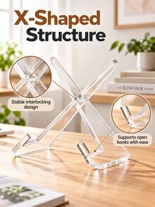Clear Acrylic Book Stand, Transparent Cookbook Holder For Kitchen Counter, Open Book Display Stand For Reading, Recipe Books, Magazines & Menus, Space-Saving Desktop Book Holder - Clear - View 5