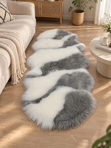 1pc Dual-Color White & Grey Faux Fur Rug, Soft & Comfortable Living Room Carpet, Hand-Cut With 1-5cm Error, Long Strip Rug, Mat, Home Decor, Area Rug, Living Room Area Rug, Living Room Home Decor, Room Decor, Plush Carpet, Fur Carpet, Autumn/Winter Carpet, Thick/Fluffy, Washable Carpet - A - View 4