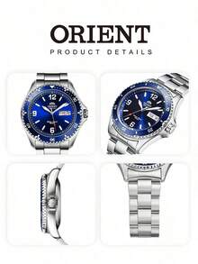 Jam Tangan Selam Otomatis Orient Mako II Pria, Dial Hitam, Gelang Baja Solid, Tahan Air 200m, Jam Tangan Selam Kalender FAA02001B9 - Perak - View 6