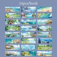 24pcs, Four Seasons Landscape Theme Sticker Book, Vibrant Colors And Exquisite Illustrations, Multi-Functional Scrapbook Stickers For Decoration, Art Journal, Card Making, Handmade DIY Stickers, Holiday Gift - Sticker - View 12
