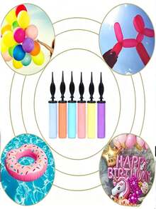 1pc/3pcs Balloon Air Pump, Portable Handheld Air Blower, Manual Balloon Inflator Pump, Suitable For Birthday Party, Festival, Wedding, Balloons (Random Color) Hand-Push Colored Air Pump, Party Decorations - Color - View 3