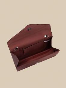 1pc Evening Clutch Bag, High-End Satin Fabric Envelope Style, With Flap Design, Suitable For Holidays, Vacation Season, Summer, Beach, Business Commute And Other Occasions, Multi-Functional Crossbody Bag, Casual Minimalist, Beach, Party, Vacation Essential - Coffee Brown - View 9