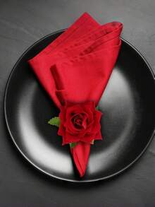 1pc/8pcs Rose Napkin Rings, Floral Napkin Holders, Farmhouse Style Wedding Holiday Table Decor, Suitable For Banquet Restaurant Hotel - Multicolor - View 10
