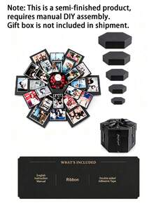 Explosion Surprise Gift Box, DIY Photo Album Surprise, Comes With Ribbon And Instruction Manual, Hexagonal Explosion Box, Memory Gift Box, Perfect For Birthday, Mother's Day, Valentine's Day, Anniversary, Wedding And Christmas. - Multicolor - View 11