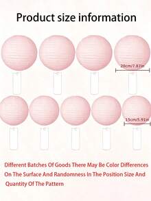 9pcs/Set Elegant Pink Paper Lanterns, Includes 9 Lanterns And 9 Stands, Round Handmade Foldable Decorations, Suitable For Weddings, Birthdays, Anniversaries, New Year Celebrations, Christmas Decor And Halloween Decor - As Shown - View 4