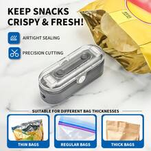 2-In-1 Mini Bag Sealer & Cutter, Portable Handheld Heat Sealer, Suitable For Plastic Snack Bags, Keeps Chips/Chocolates/Nuts Fresh, Handheld Plastic Bag Sealer, Compact Food Storage Tool, Ideal For Kitchen, Travel, Camping - Multicolor - View 5