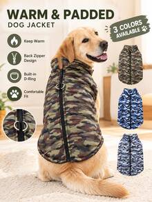 HOLAPET 1 Buah Jaket Anjing Besar Musim Dingin Tebal Hangat Mantel Hewan Peliharaan Pakaian Luar Ruangan Tahan Angin untuk Anjing Cocok untuk Labrador Golden Retriever German Shepherd - MultiWarna - View 1