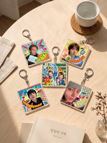 1pc/5pcs K-Pop Boy Group CO-RTIS Photo Frame Aesthetic Anime Acrylic Keychains, New Korean Boy Group CO-RTIS Member Sticker Style Art Series Backpack And Car Key Accessories, K-Pop Boy Group Popular Aesthetic And Fan-Made Idol Support Merchandise Gift For Enthusiasts - Multicolor - View 1