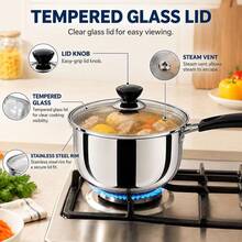 1pc Thick Stainless Steel Cooking Pot 18cm/7.09in, Long Heat-Resistant Handle, Fast Heat Conduction, Portable Multi-Functional Kitchenware, Suitable For Daily Home Cooking And Outdoor Camping - View 4