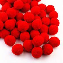 Christmas Colourful Red Pompoms 10-50mm Large And Small Pom Poms Fuzzy Puff Balls Assorted For DIY Arts And Craft Creativite Home Party Christmas Halloween Valentine's Day Decorations - PM - View 3