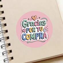 120/60pcs Spanish "Thank You For Your Purchase" Round Stickers, Pink Heart Pattern, Hand-Drawn Font Design, Perfect For Gift And Product Packaging, Stylish And Unique Style, Create A High-Quality Shopping Experience, Suitable For Gift Boxes, Thank You Cards, Business Thanks, Baking Packaging Bags, Dessert Packaging Bags, Favor Bags, Envelope Seal Decoration - Spanish - View 5