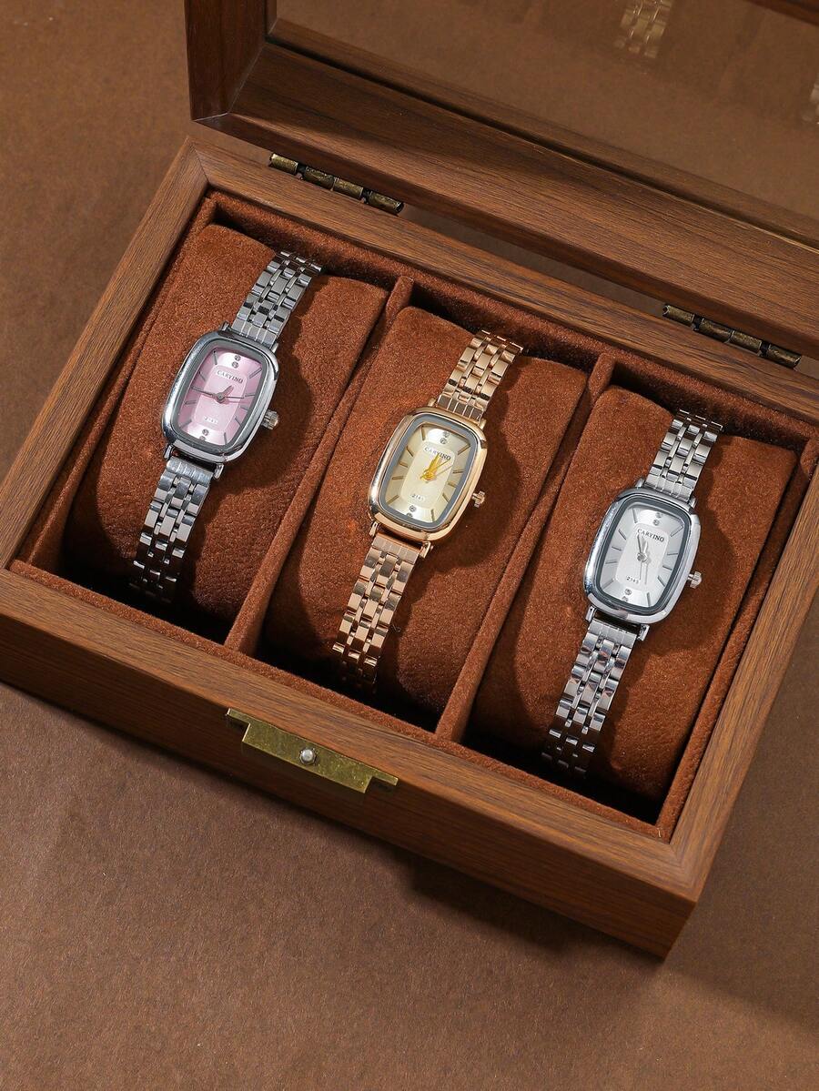CARYINO-Women's Classic Fashion Small Square Watch, Sunburst Gradient Minimalist Dial, Designer Strap, Can View Time, Suitable For Daily, Holiday, Party, Wedding, Back To School, Christmas, Thanksgiving, Halloween, Easter And Other Occasions, Best Gift For Women - one-size - View 1