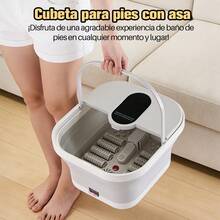 Bañera para Pies Plegable Portátil, 45°C Calefacción, Burbujas + Rodillos, Cabe en Cualquier Lugar, con Kit de Pedicura – Ideal para Viajes, Camping o Apartamentos Pequeños - Gris Claro - Ver 4